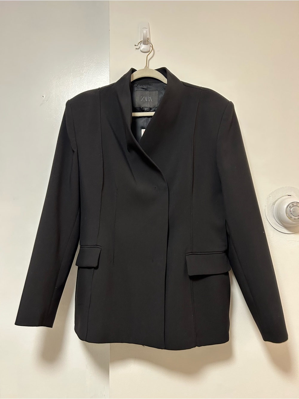ZARA ZW Collection Tailored Black Collarless Blazer - Picture 2 of 9